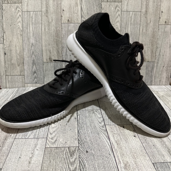 Cole Haan 2 zero grand black knit comfortable lace up shoes size 8.5 - Picture 2 of 8